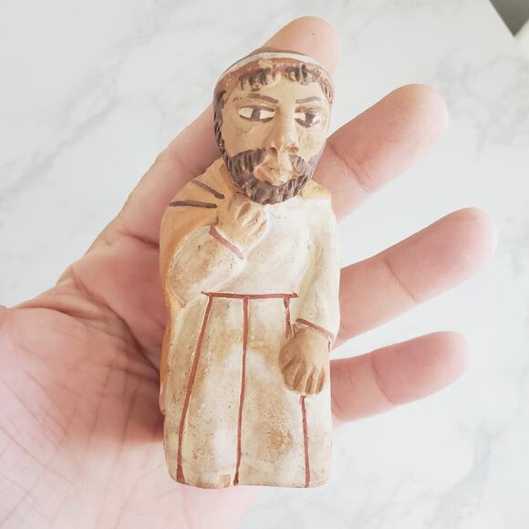 Vintage Clay Figurines Christmas Scene Wise Men Adult's 3.5" Brown Collectible - Picture 8 of 9